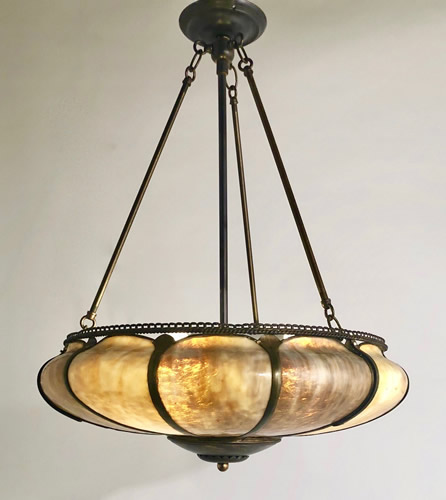 Art Nouveau Handel Leaded Glass Ceiling Light
